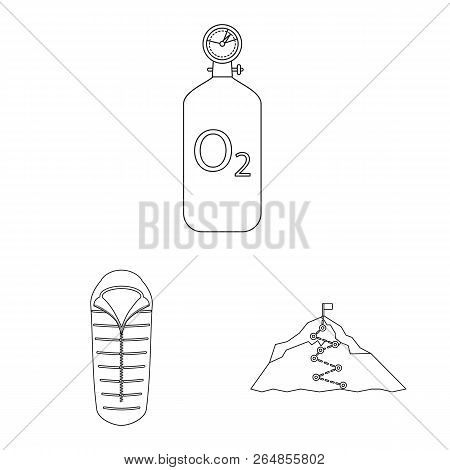 Isolated Object Of Mountaineering And Peak Sign. Set Of Mountaineering And Camp Stock Vector Illustr