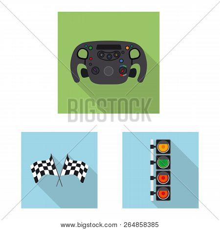 Vector Illustration Of Car And Rally Logo. Set Of Car And Race Stock Symbol For Web.