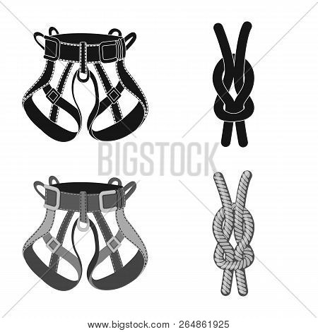 Vector Illustration Of Mountaineering And Peak Icon. Set Of Mountaineering And Camp Vector Icon For 