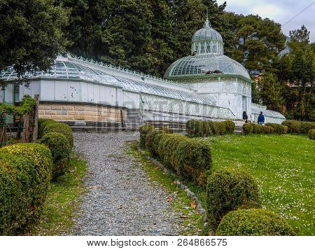 Arenzano, Italy, March, 16, 2018 -  Greenhouse In Villa Negrotto Cambiaso, Arenzano, Genoa, Italy / 