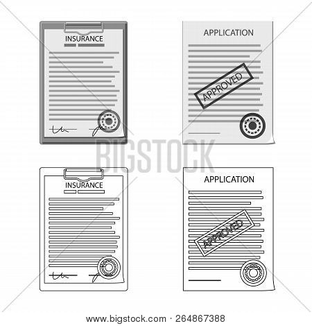 Vector Illustration Of Form And Document Sign. Set Of Form And Mark Stock Vector Illustration.