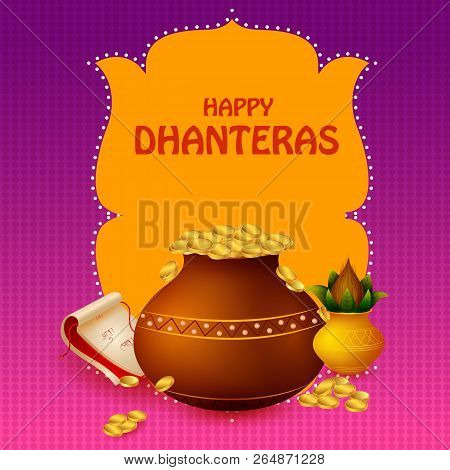 Inidan Holiday Of Happy Dhanteras During Diwali Season For Prosperity