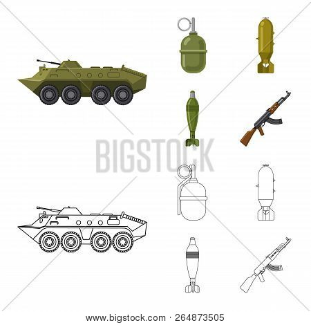 Vector Illustration Of Weapon And Gun Sign. Collection Of Weapon And Army Stock Symbol For Web.