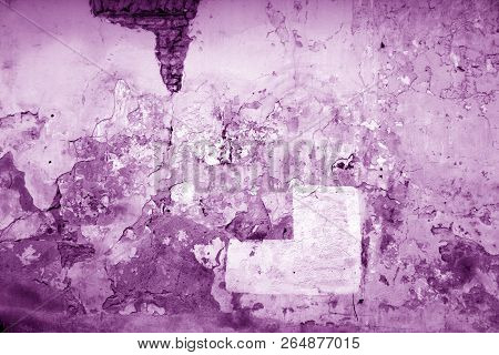 Weathered Cement Wall Surface With Craks And Damages