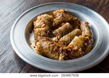 Turkish Food Minced Meat And Rice Stuffed Sheep Bowel Mumbar Dolma