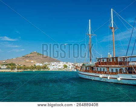 harbor piso livadi paros island with cyclades architecture resort town