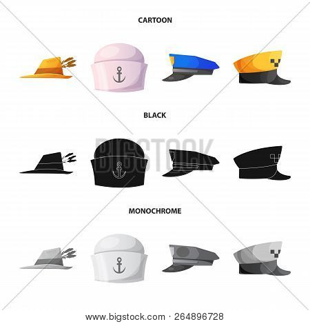 Isolated Object Of Headgear And Cap Icon. Set Of Headgear And Accessory Stock Vector Illustration.