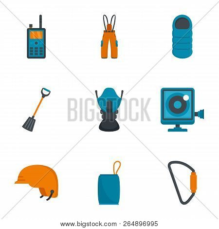 Climbing Travel Icon Set. Flat Set Of 9 Climbing Travel Vector Icons For Web Design