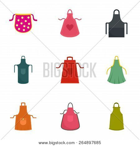 Cotton Apron Icon Set. Flat Set Of 9 Cotton Apron Vector Icons For Web Design