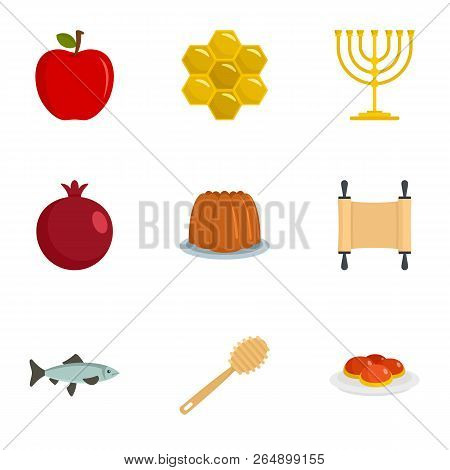 Israel Holiday Icon Set. Flat Set Of 9 Israel Holiday Vector Icons For Web Design
