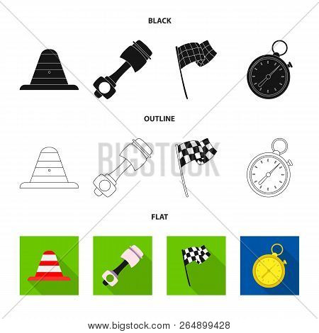 Isolated Object Of Car And Rally Icon. Set Of Car And Race Stock Vector Illustration.