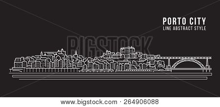 Cityscape Building Line Art Vector Illustration Design - Porto City