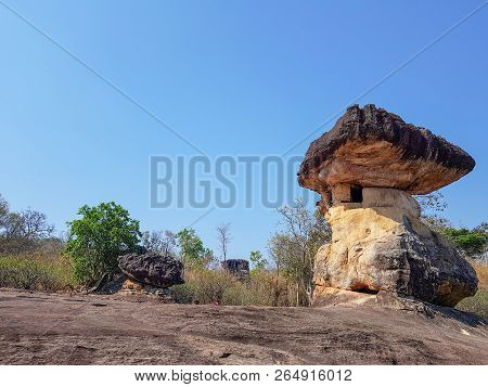 Hor Nang Usa Tower. The Ancient Rock Building From Prehistoric Period At Phu Phra Bat Historic Park 