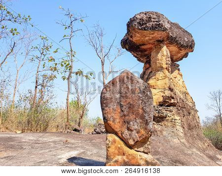 The Ancient Stone Leaf Shaped Called Sema In Thai Language Made By Human In Dvaravati Civilisation T