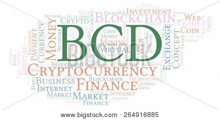Bcd Or Bitcoin Diamond Cryptocurrency Coin Word Cloud. Word Cloud Made With Text Only.