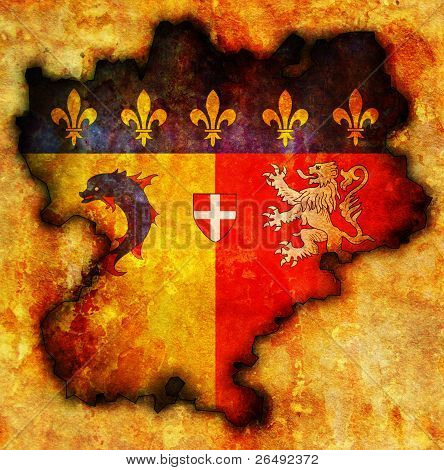 Carte avec le drapeau du Rhone Alpes