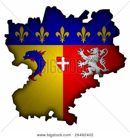 Carte avec le drapeau du Rhone Alpes