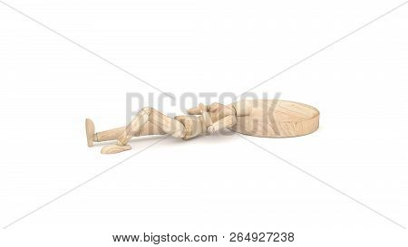 Mock Up Toy Wooden Dummy Sleep. 3d Rendering