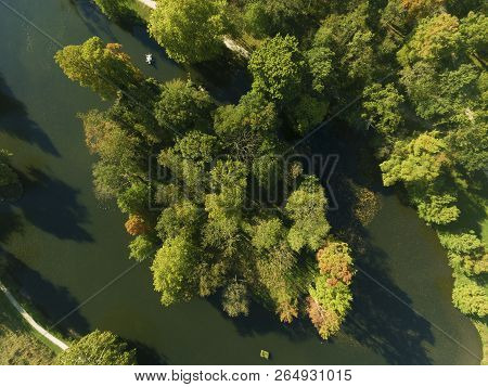 Lake In Autumn, Chamarande, Essonne, Ile-de-france, France
