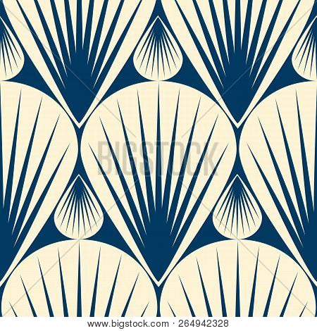 Abstract Dichromatic Background With Geometrical Seamless Ornament Formed By Large And Small Seashel