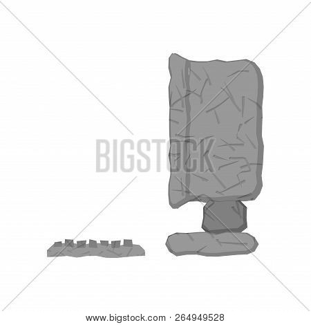 Stone Computer. Prehistoric Pc. Old Laptop. Stone Age Technology