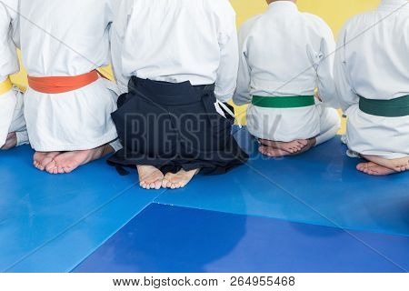 People In Kimono And Hakama On Martial Arts Training
