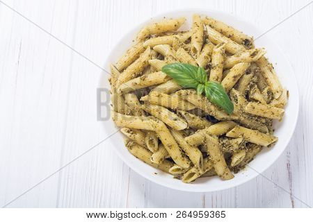 Italian Penne Pasta With Sauce Pesto