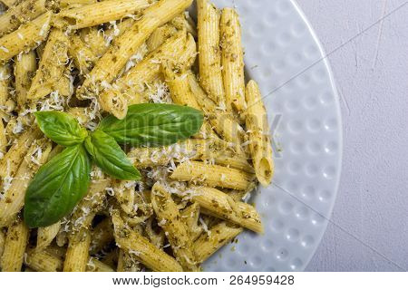 Italian Penne Pasta With Sauce Pesto