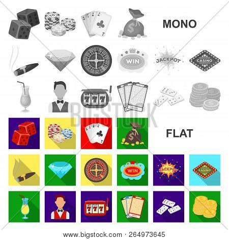 Casino And Gambling Flat Icons In Set Collection For Design. Casino And Equipment Vector Symbol Stoc