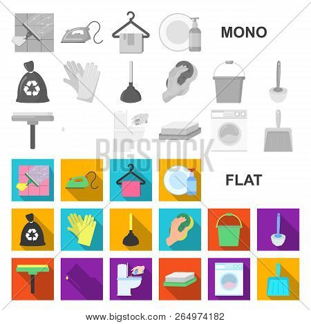 Cleaning And Maid Flat Icons In Set Collection For Design. Equipment For Cleaning Vector Symbol Stoc