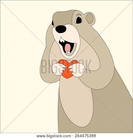 Cartoon Squirrel  Vector Illustration Flat Style Front Side
