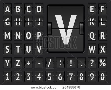 Black Terminal Mechanical Scoreboard Regular Font With Numbers To Display Destination And Timetable 