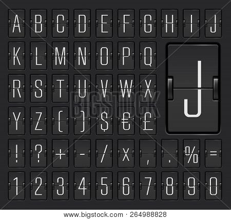 Black Terminal Mechanical Scoreboard Font With Numbers To Display Destination And Timetable Vector I