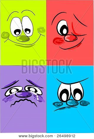 Quatre visages colorés