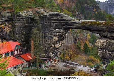 Pravcicka brana rock in Bohemian switzerland - Czech republic - travel and nature background