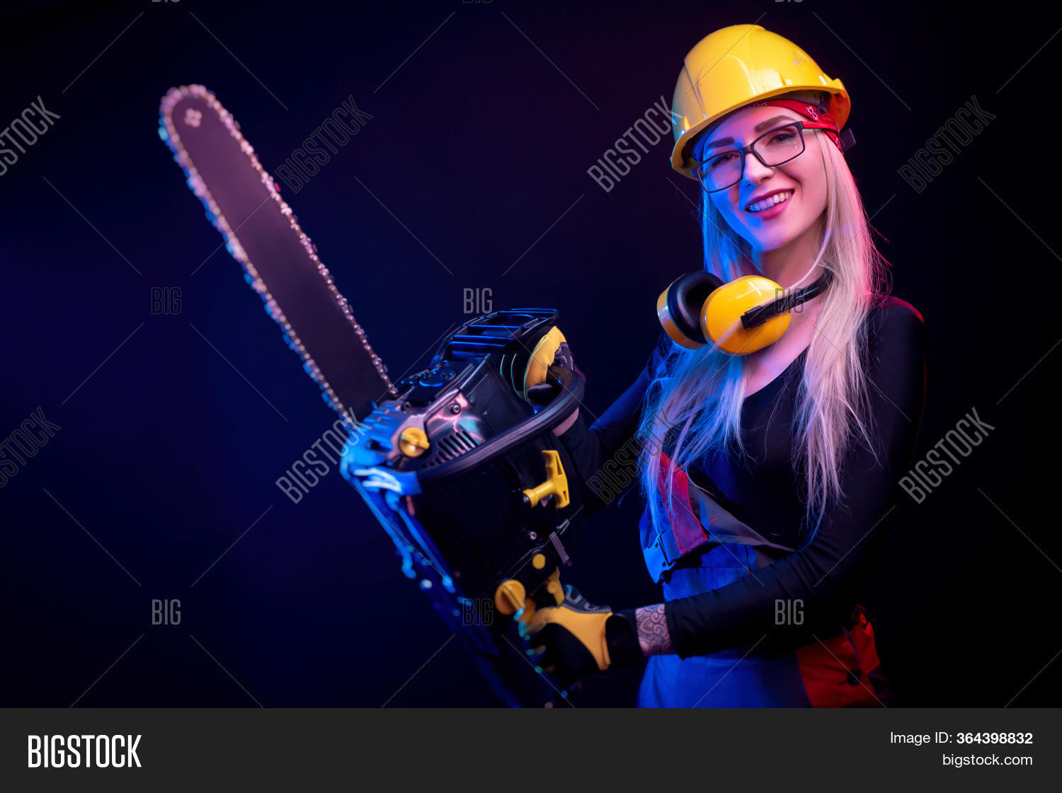 Girl Chainsaw Overalls Image & Photo (Free Trial) Bigstock