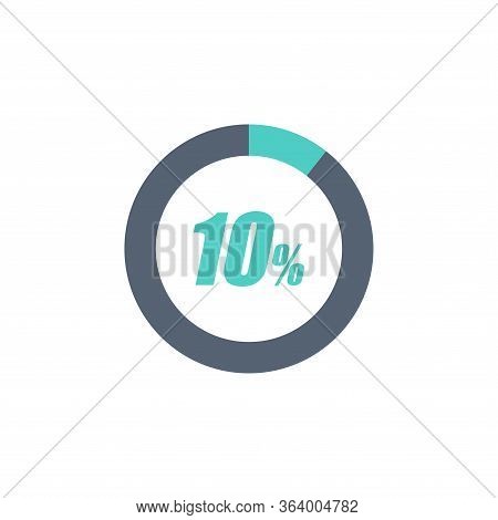 10% Circular Progress Loading Bar Isolated On White Background. Round Buffering Percentage Icon Coll