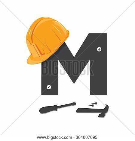 Bold And Strong Logo Design Initial M For Industry Related Construction.