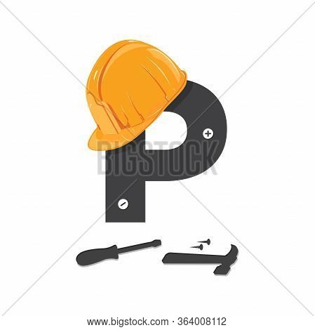 Bold And Strong Logo Design Initial P For Industry Related Construction.