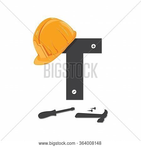 Bold And Strong Logo Design Initial T For Industry Related Construction.