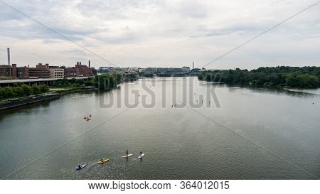 Potomac River Kayakers In The Morning, Washington Dc