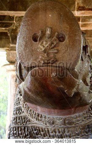 The Sculpture Of Goddess Saraswati Carved Between Nose And Mouth Of Varaha At Varaha Temple In Khaju