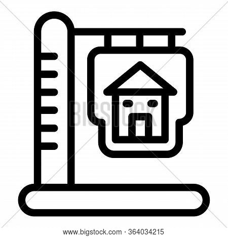 Sign Of A House On A Pillar Icon. Outline Sign Of A House On A Pillar Vector Icon For Web Design Iso