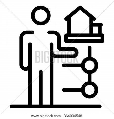 Man Represents The House Icon. Outline Man Represents The House Vector Icon For Web Design Isolated 