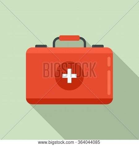 Camping First Aid Kit Icon. Flat Illustration Of Camping First Aid Kit Vector Icon For Web Design