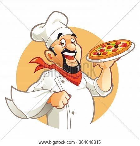 Smiling Pizza Chef Cartoon Character With Big Smile