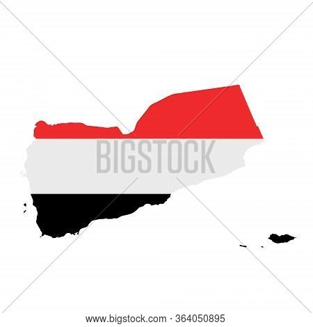 Yemen Flag Map. Country Outline With National Flag