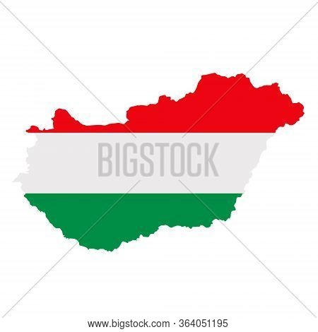 Hungary Flag Map. Country Outline With National Flag