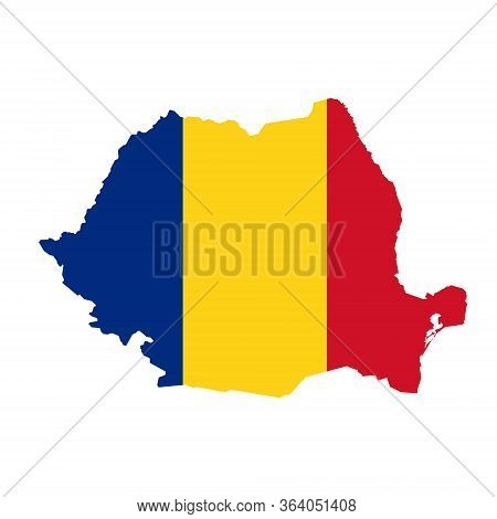 Romania Flag Map. Country Outline With National Flag