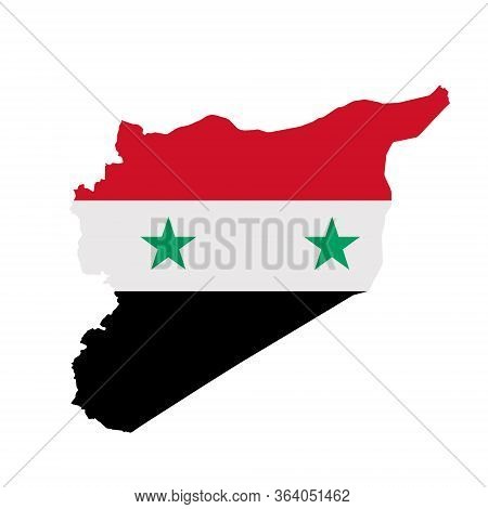 Syria Flag Map. Country Outline With National Flag
